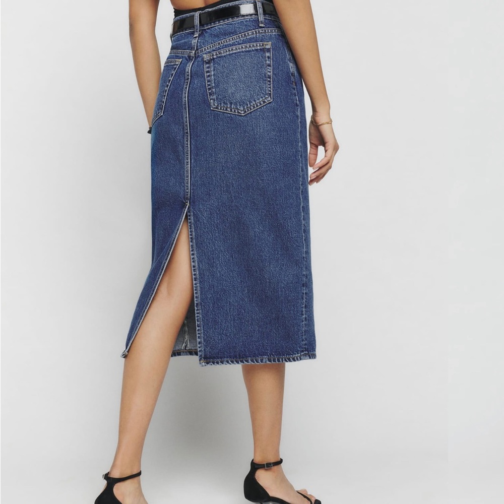 Reformation Jayde High Rise Denim Midi Skirt (Hana)